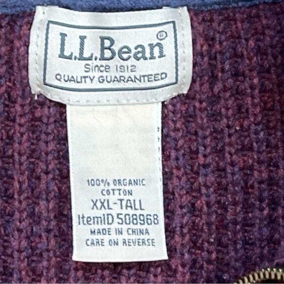 LL Bean Men’s Organic Cotton Waffle Knit Full Zip Cardigan Sweater XXL Tall - Picture 10 of 10